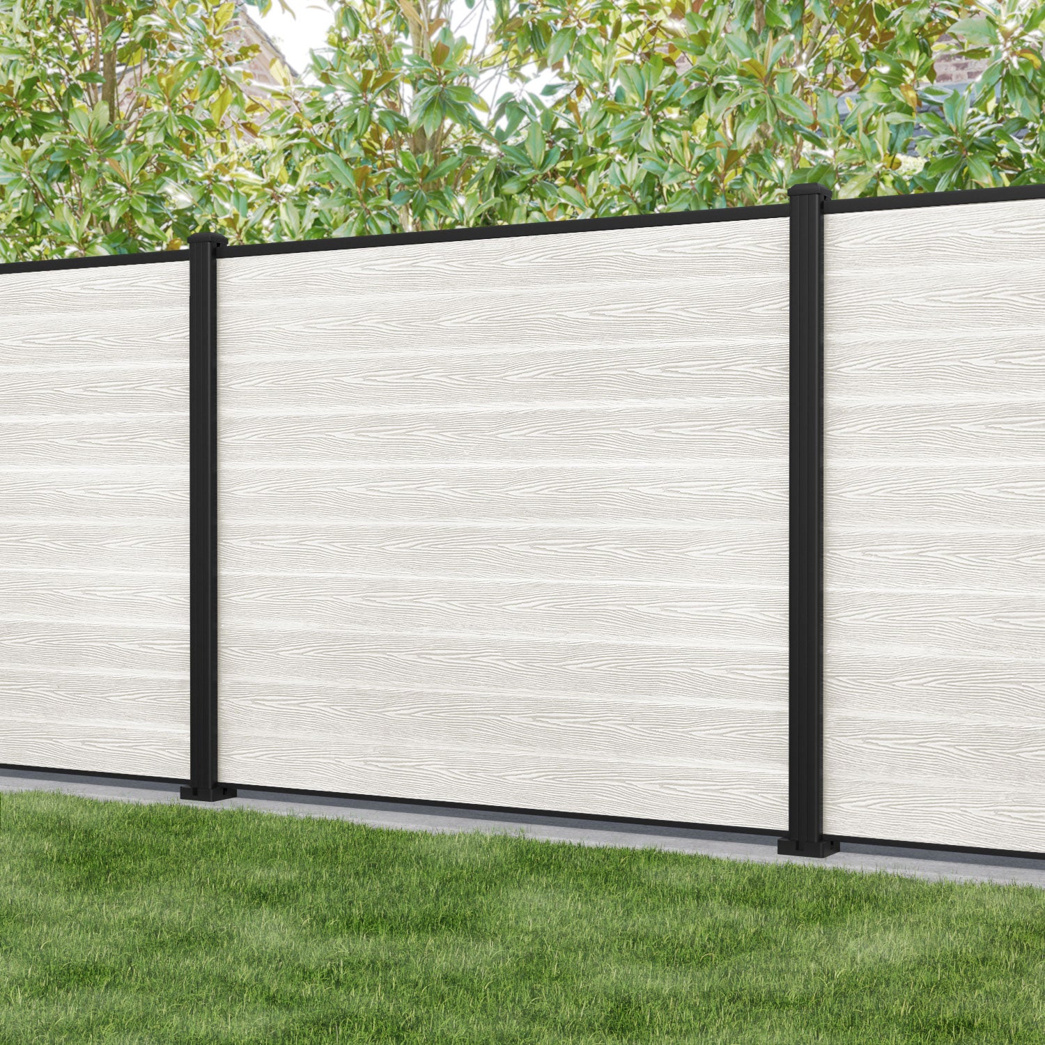 Classic Fence Panel - Light Stone - with our aluminium posts