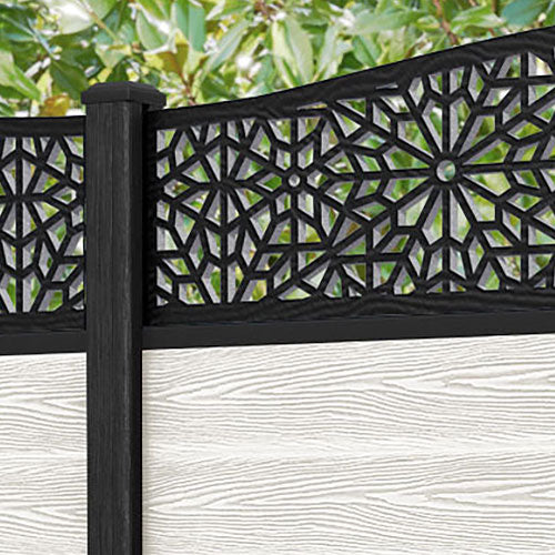 Classic Alnara Curved Top Fence Panel - Light Stone - with our composite posts