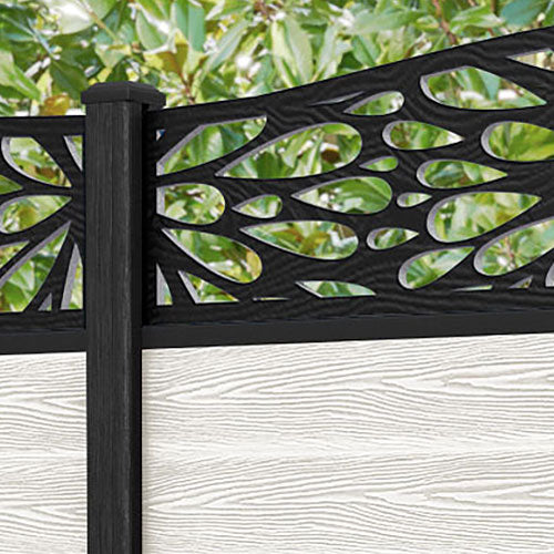 Classic Blossom Curved Top Fence Panel - Light Stone - with our composite posts