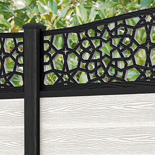 Classic Nazira Curved Top Fence Panel - Light Stone - with our composite posts