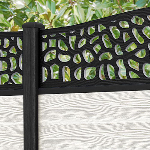 Classic Pebble Curved Top Fence Panel - Light Stone - with our composite posts