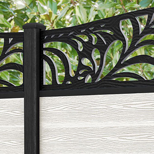 Classic Petal Curved Top Fence Panel - Light Stone - with our composite posts