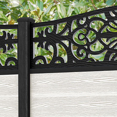 Classic Windsor Curved Top Fence Panel - Light Stone - with our composite posts
