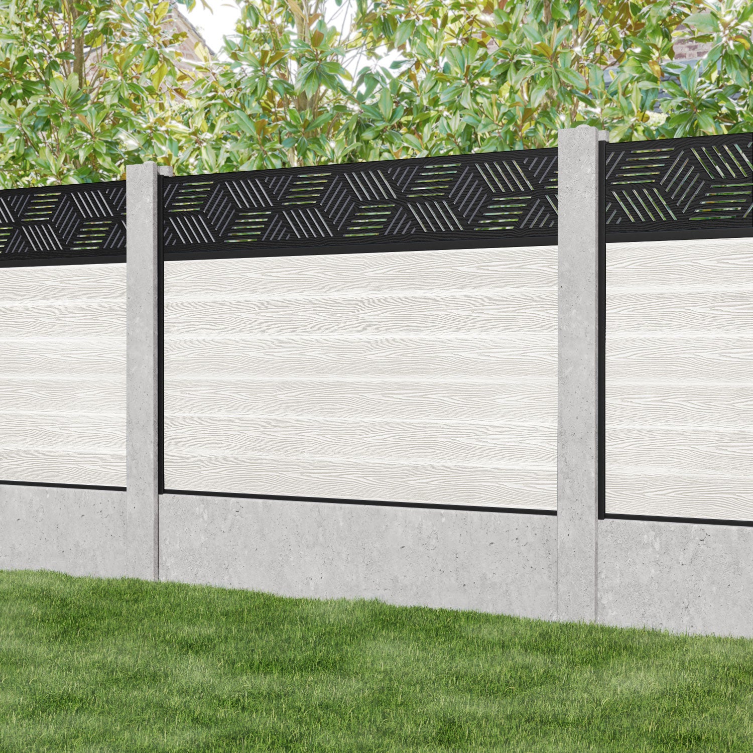 Classic Cubed Fence Panel - Light Stone - for existing concrete posts