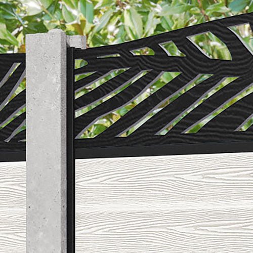 Classic Palm Curved Top Fence Panel - Light Stone - for existing concrete posts