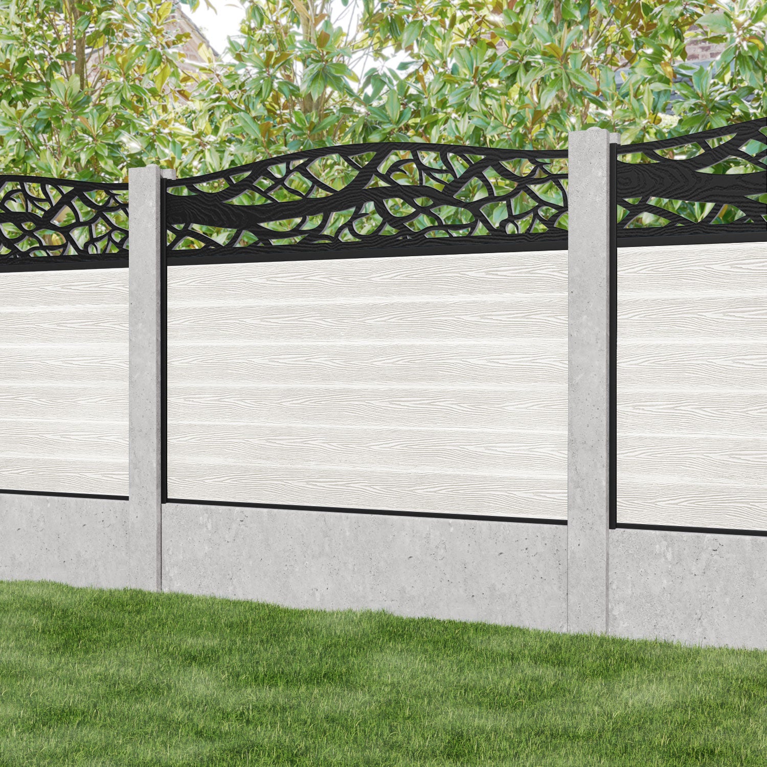 Classic Twilight Curved Top Fence Panel - Light Stone - for existing concrete posts