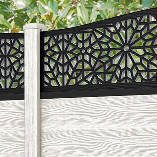 Classic Alnara Curved Top Fence Panel - Light Stone - with our composite posts