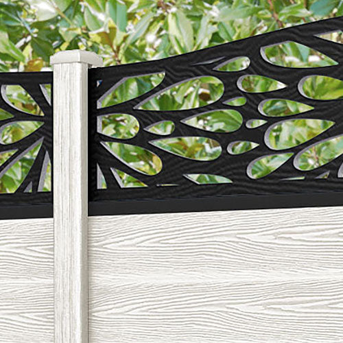 Classic Blossom Curved Top Fence Panel - Light Stone - with our composite posts