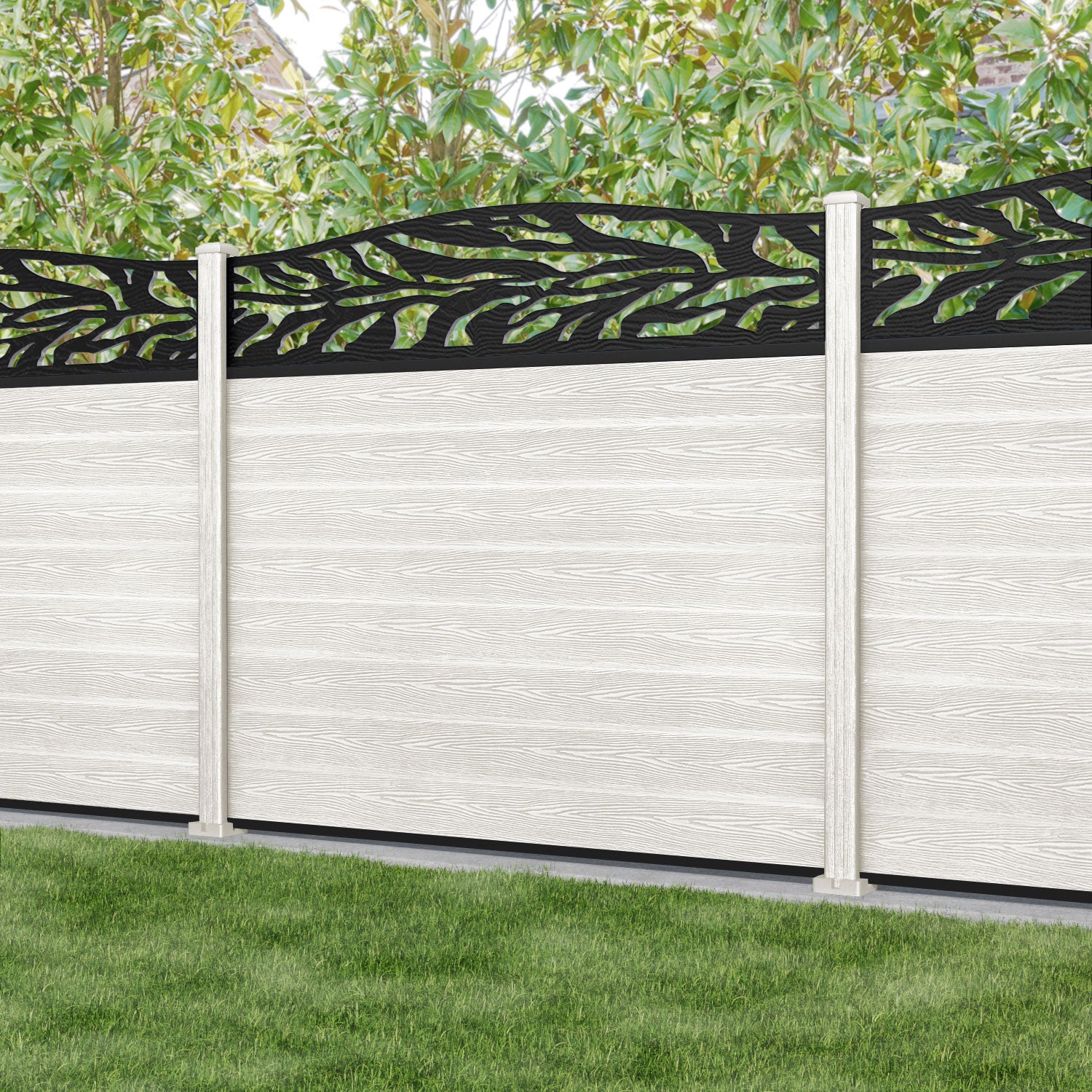 Classic Malawi Curved Top Fence Panel - Light Stone - with our composite posts