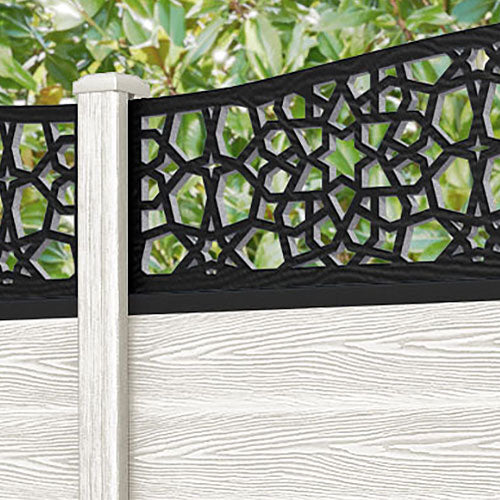 Classic Nazira Curved Top Fence Panel - Light Stone - with our composite posts