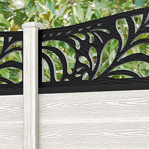 Classic Petal Curved Top Fence Panel - Light Stone - with our composite posts