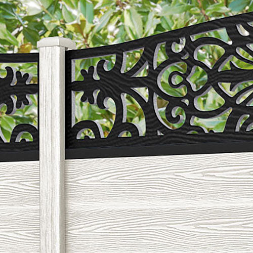 Classic Windsor Curved Top Fence Panel - Light Stone - with our composite posts