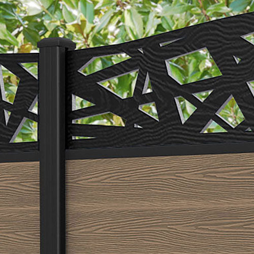 Classic Prism Curved Top Fence Panel - Teak - with our aluminium posts