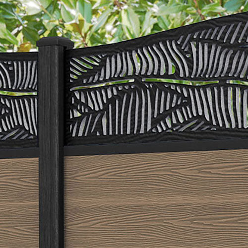Classic Feather Curved Top Fence Panel - Teak - with our composite posts