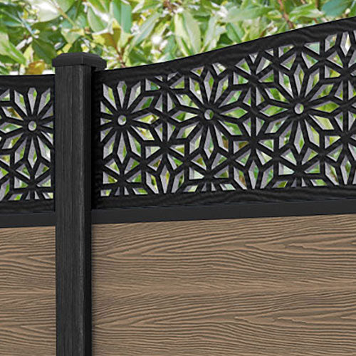 Classic Narwa Curved Top Fence Panel - Teak - with our composite posts