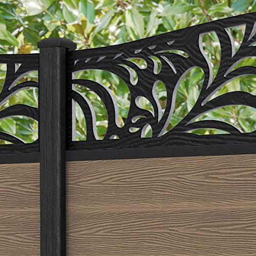 Classic Petal Curved Top Fence Panel - Teak - with our composite posts