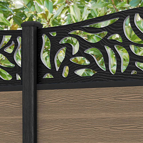 Classic Plume Curved Top Fence Panel - Teak - with our composite posts