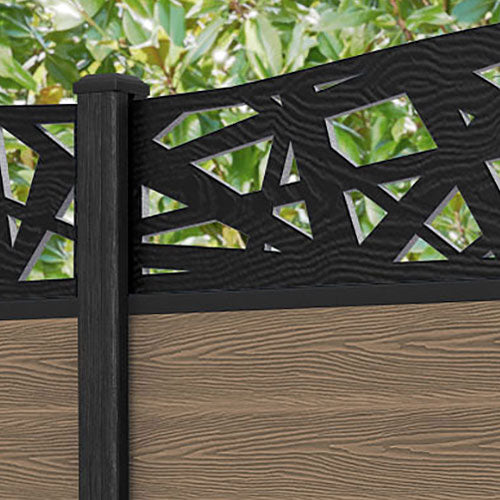 Classic Prism Curved Top Fence Panel - Teak - with our composite posts