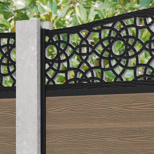 Classic Ambar Curved Top Fence Panel - Teak - for existing concrete posts