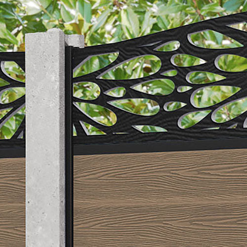 Classic Blossom Curved Top Fence Panel - Teak - for existing concrete posts