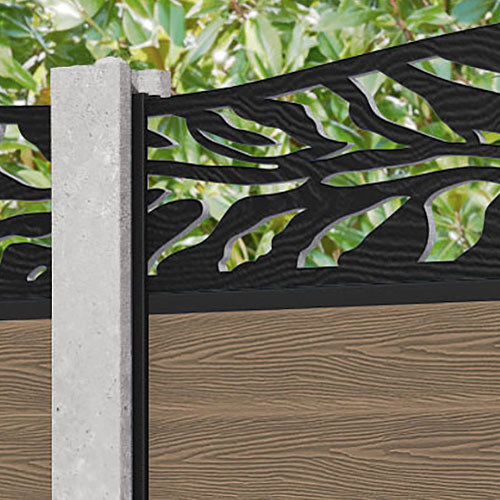 Classic Malawi Curved Top Fence Panel - Teak - for existing concrete posts