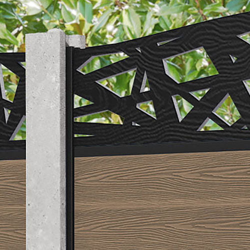 Classic Prism Curved Top Fence Panel - Teak  - for existing concrete posts