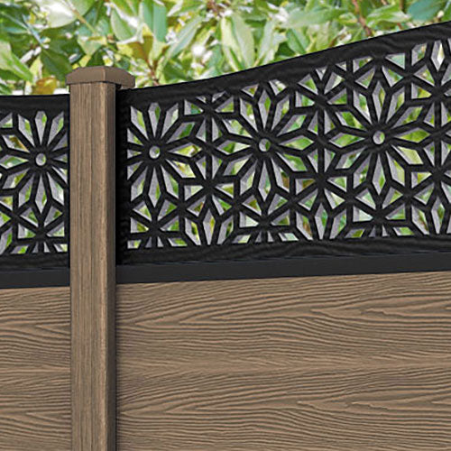Classic Narwa Curved Top Fence Panel - Teak - with our composite posts
