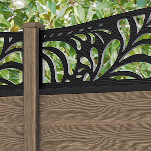 Classic Petal Curved Top Fence Panel - Teak - with our composite posts