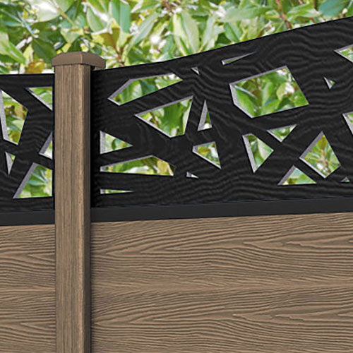 Classic Prism Curved Top Fence Panel - Teak - with our composite posts
