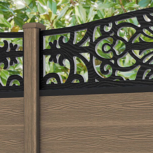 Classic Windsor Curved Top Fence Panel - Teak - with our composite posts