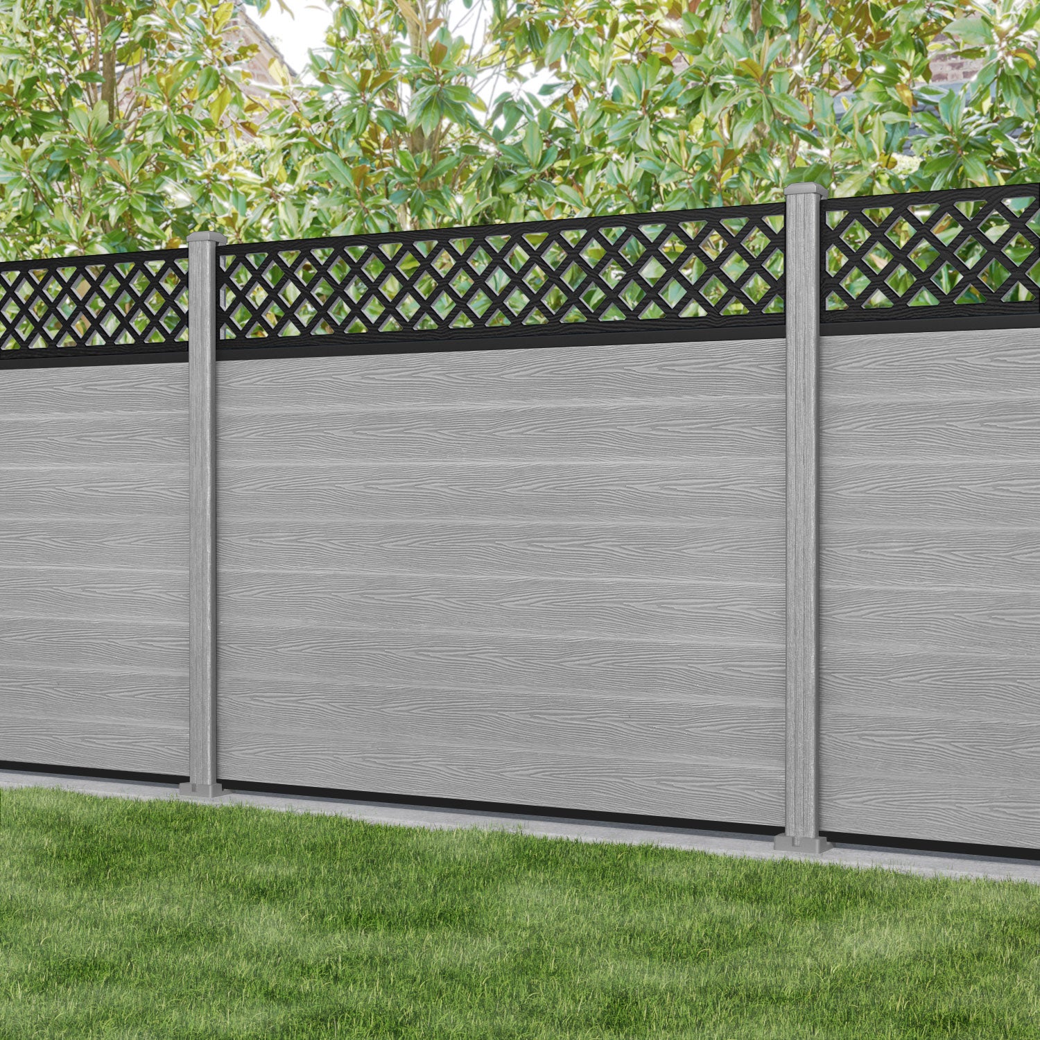 Classic Hive Fence Panel - Light Grey - with our composite posts