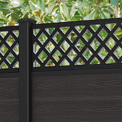 Classic Hive Fence Panel - Dark Oak - with our aluminium posts