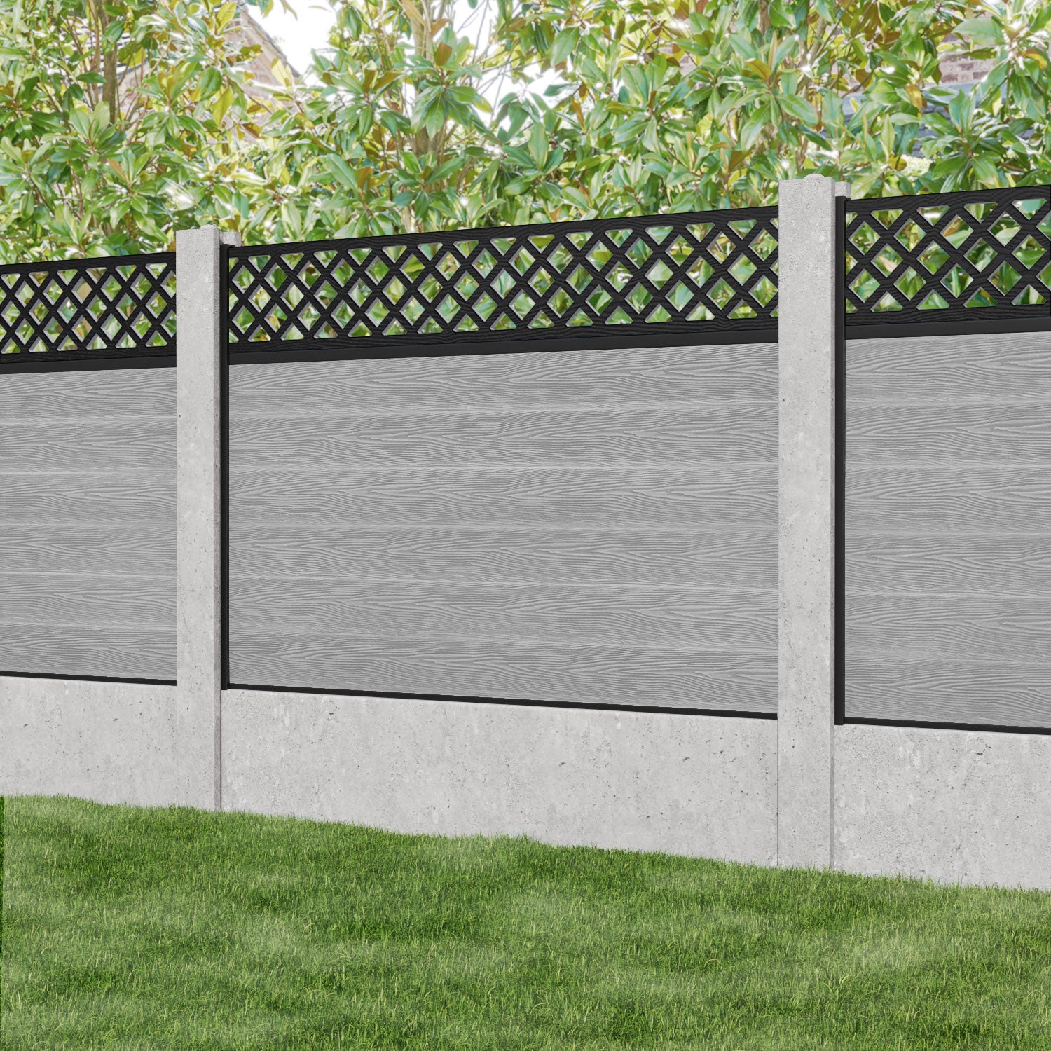 Classic Hive Fence Panel - Light Grey - for existing concrete posts