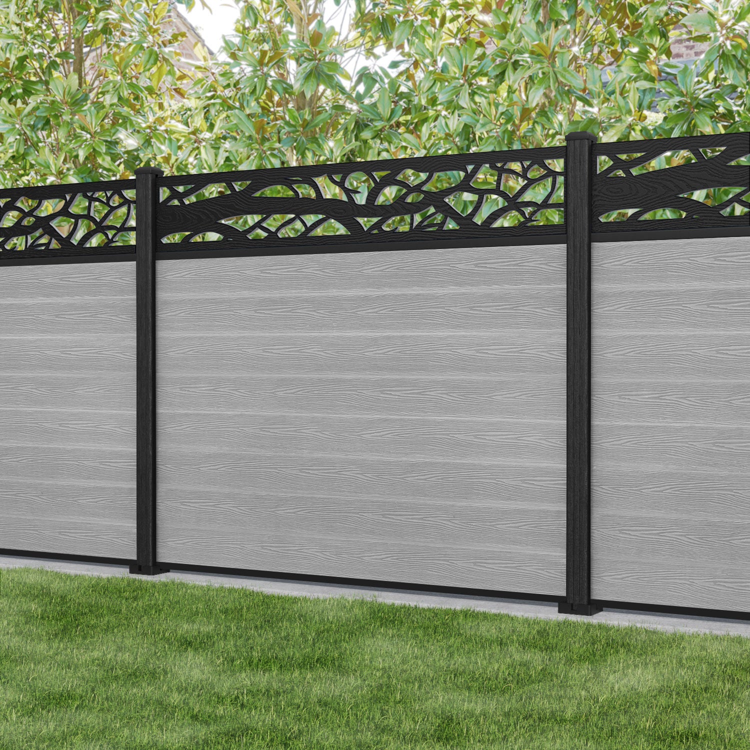 Classic Twilight Fence Panel - Light Grey - with our composite posts