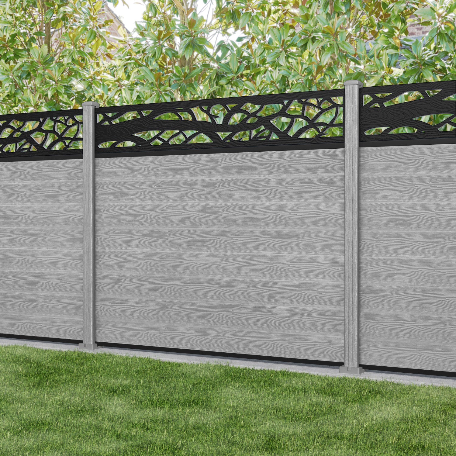 Classic Twilight Fence Panel - Light Grey - with our composite posts