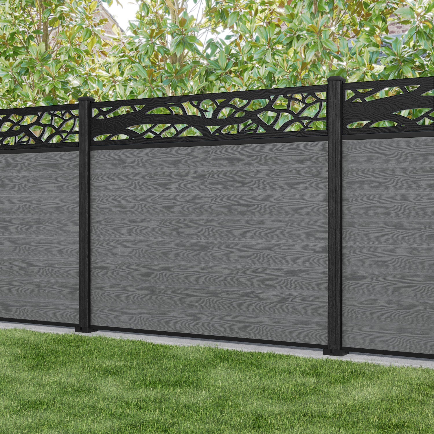 Classic Twilight Fence Panel - Mid Grey - with our composite posts