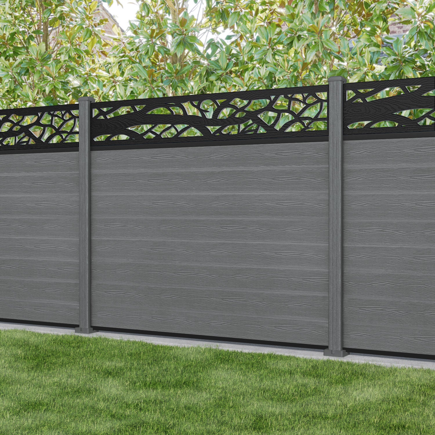 Classic Twilight Fence Panel - Mid Grey - with our composite posts