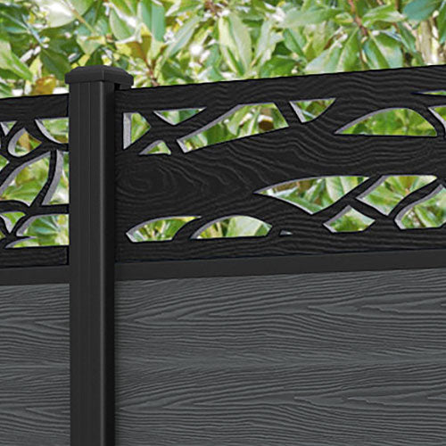 Classic Twilight Fence Panel - Dark Grey - with our aluminium posts
