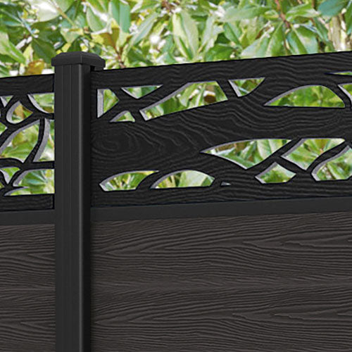 Classic Twilight Fence Panel - Dark Oak - with our aluminium posts