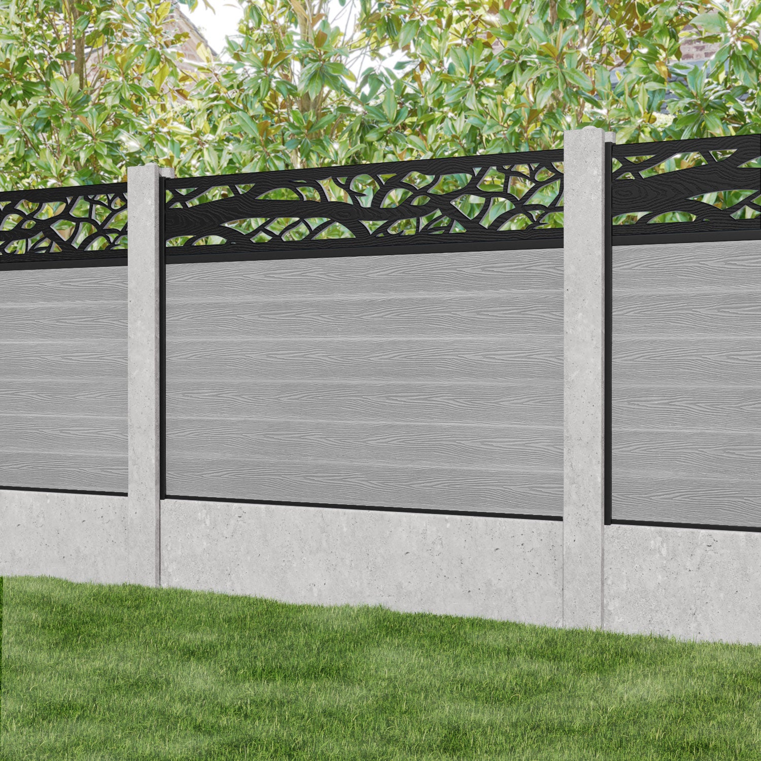 Classic Twilight Fence Panel - Light Grey - for existing concrete posts