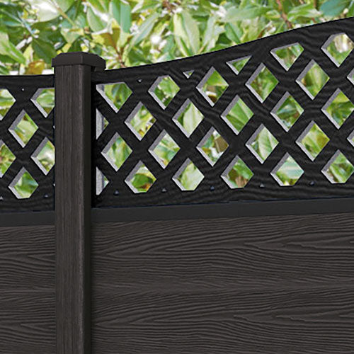 Classic High Wave Fence Panel - Dark Oak - with our composite posts
