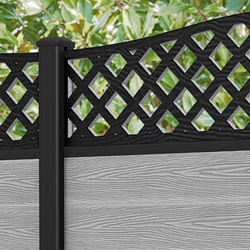 Classic High Wave Fence Panel - Light Grey - with our aluminium posts