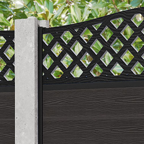 Classic High Wave Fence Panel - Dark Oak - for existing concrete posts