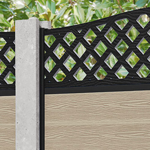 Classic High Wave Fence Panel - Light Oak - for existing concrete posts