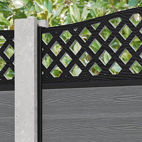 Classic High Wave Fence Panel - Mid Grey - for existing concrete posts