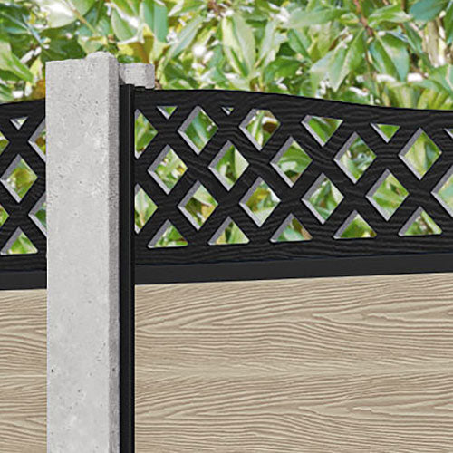 Classic Low Wave Fence Panel - Light Oak - for existing concrete posts