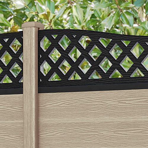 Classic Low Wave Fence Panel - Light Oak - with our composite posts