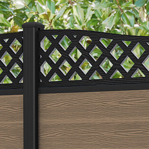 Classic Low Wave Fence Panel - Teak - with our aluminium posts