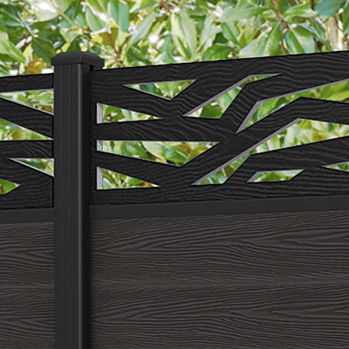 Classic Zenith Fence Panel - Dark Oak - with our aluminium posts