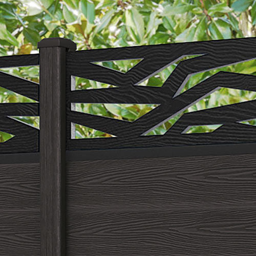 Classic Zenith Fence Panel - Dark Oak - with our composite posts